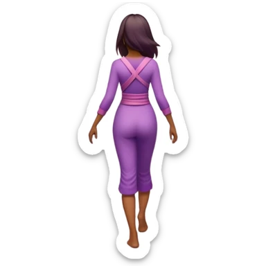 A small figure walks back across a foggy bridge, holding soft pink and purple orbs in each hand—symbolizing compassion and forgiveness. A gentle heart aura trails behind them, showing healing in motion. sticker