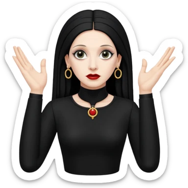 Lene Lovich shown as on the Stateless album cover with a typical symmetrical hand pose sticker