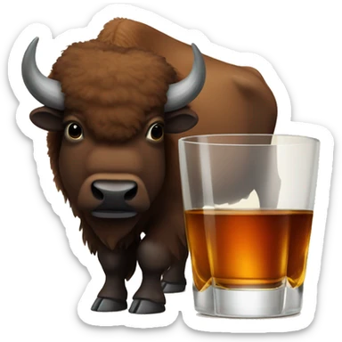 Bison and whiskey glass  sticker