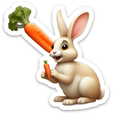 Rabbit nibbling carrot sticker