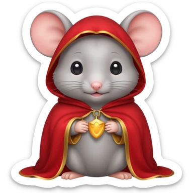 baby grey mouse, in magic red cloak sticker