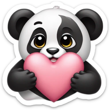 panda with heart in her hands sticker