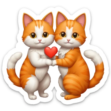 Two cats with their tails making a heart  sticker