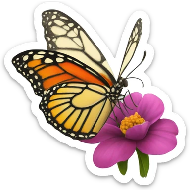 Mariposa posada en una flor sticker