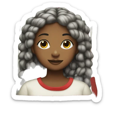 make a christmas themed blanket with a black girl with two braids under it sticker