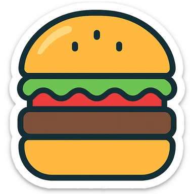 burger icon, clean, simple, modern, flat style, suitable for app or website interface sticker