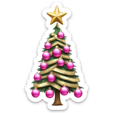 Christmas tree with pink baubles and gold star sticker