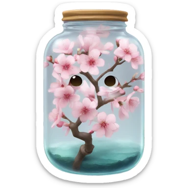 Realistic sakura in a transparent jar sticker
