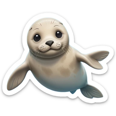 A 3D cartoon seal swimming with visible flippers, calm blue water, soft sunlight, Memoji-style realism. sticker