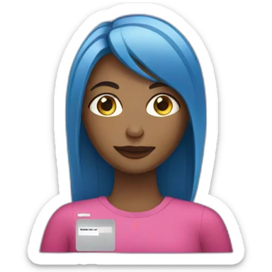 Girl with a credit card in front her computer sticker