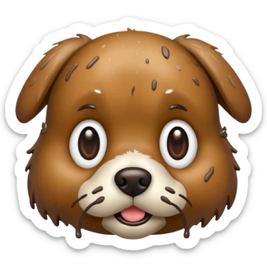 dog face after playing outside in the mud sticker