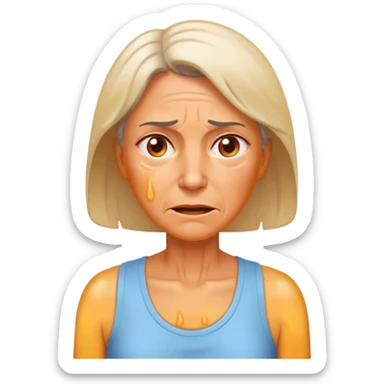 50 year old woman sweating suffering heat  sticker