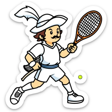 As musketeer holding a tennis racket  sticker