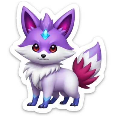 Shiny White with Violet markings and nebula markings Zorua-Zangoose-Pokémon-Fakémon-fusion-hybrid-creature sticker