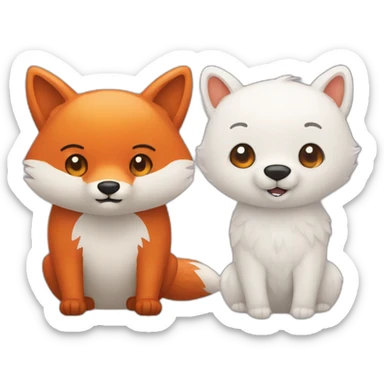 fox and white bear sticker