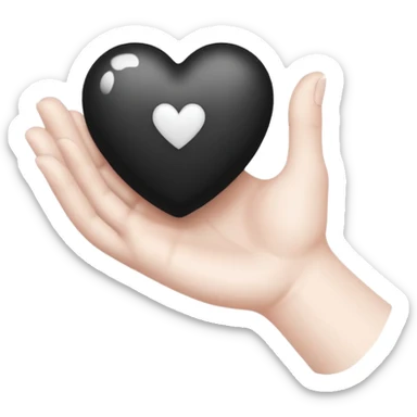  black and white heart in hand sticker
