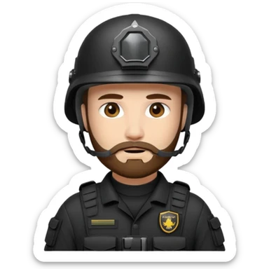 SWAT member with white skin and brown beard sticker