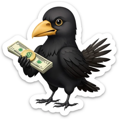 crow with cash  sticker