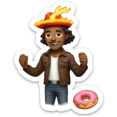 Ace from one piece with a donut for a body sticker