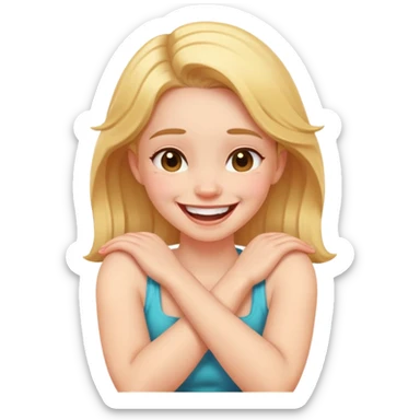 arms crossed holding neck laughing girl sticker