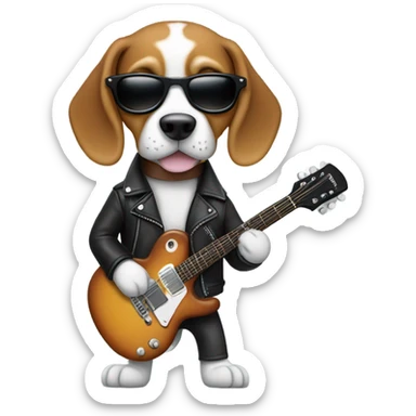 Rock and roll beagle sticker