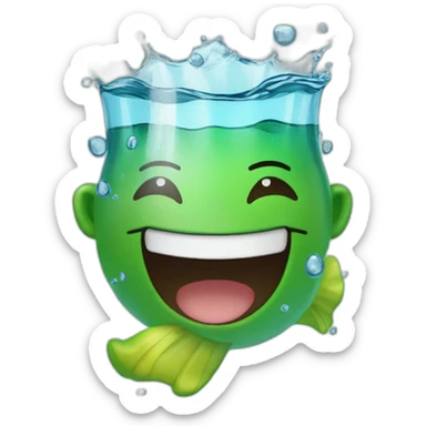 Cara feliz tomando agua sticker