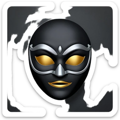 Minimal emoji, gothic mask forged from matte black leather, emotionless expression, smooth heavy surface, subtle metallic texture, deep shadows, no glow, no neon, flat emoji style, centered sticker