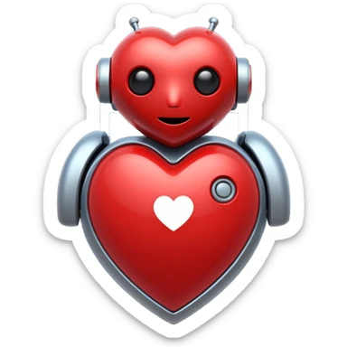 robot themed heart sticker