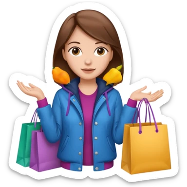 woman with brown hair buys clothes in a store, shopping vibe sticker