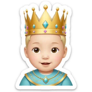 white asian baby wearing crown with number 1 written on it sticker