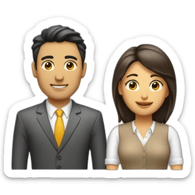 Chico y chica trabajan en oficina sticker