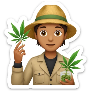 dealer with cannabis on a hand sticker