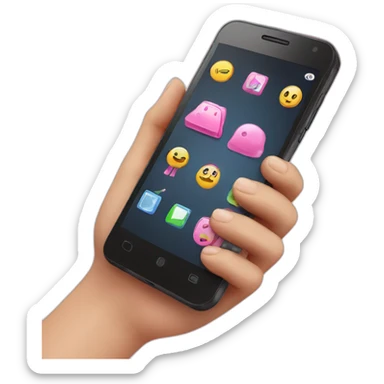 smartphone on a hand, with pink check on the screen sticker