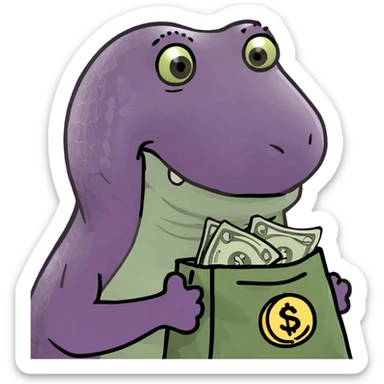 Purple alligator with money  sticker