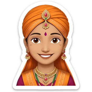A smiling person wearing traditional Indian clothes and bindi sticker