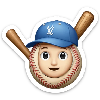 Es un tronco con cara amigable y un bate de beisboll sticker