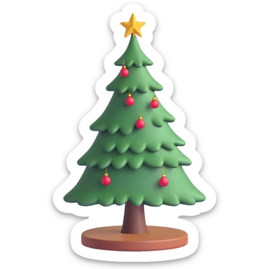 a really bad christmas tree, barely any needles, crooked trunk, sad appearance sticker