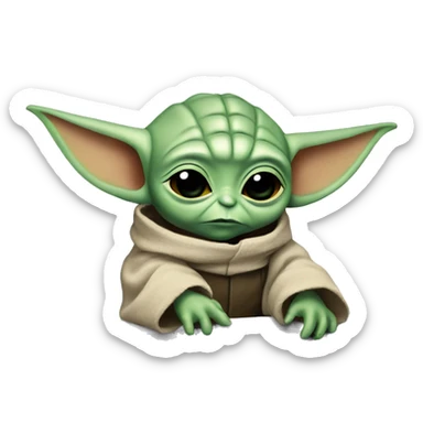 baby yoda controlling a computer with the force sticker