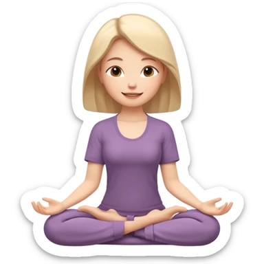 happy woman meditating with peaceful expression, representing mental wellness and contentment, soft lighting, gentle features, iOS 18 memoji style sticker