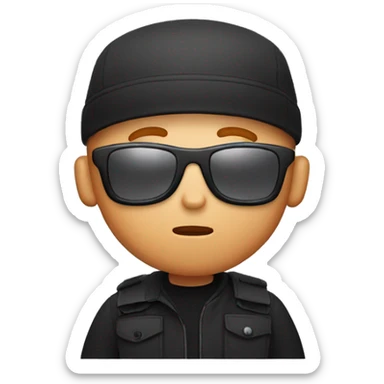 white man with a rounded face, ginger beard and bald head, wearing a backwards black cap and sunglasses giving a shocked expression sticker