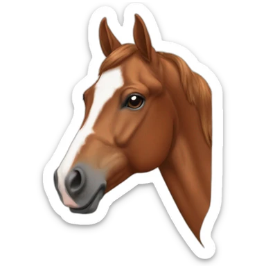 Chestnut warmblood horse with a white bless  sticker