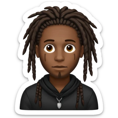 black male with dreads and a birthmark on his left cheek playboi carti in black clothing sticker