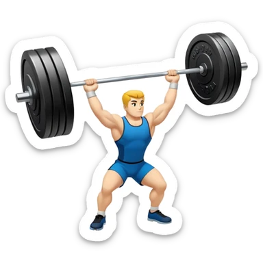 An emblem symbolizing weightlifting with a stylized barbell in the center, set against a simple, clean background. The barbell is prominent and sleek, with no athlete included. The design is bold, modern, and minimalistic sticker