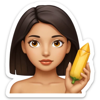 Latina girl with shiny, oily skin that's very noticeable sticker