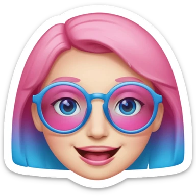 smiling face with oversized glasses with gradient pink to blue lenses sticker