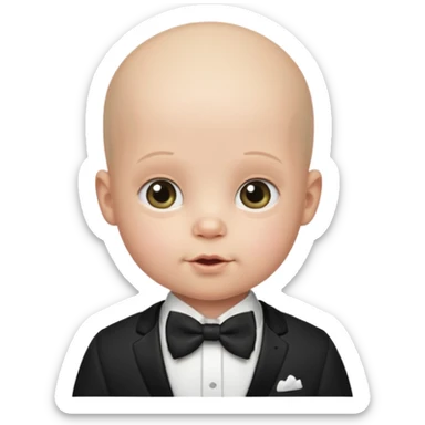 bald baby with bowtie sticker
