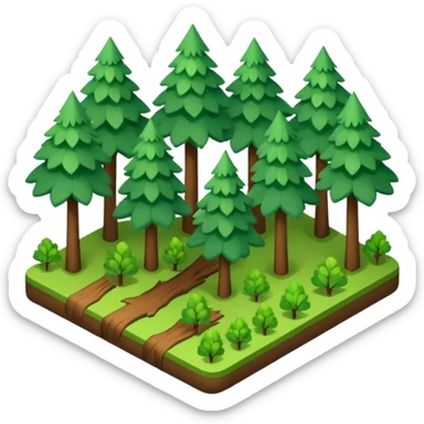 Isometric view, forest, scattered trees sticker