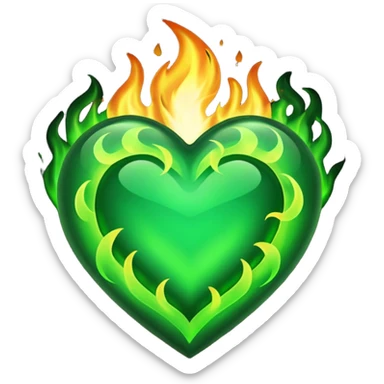 heart made of green flames sticker