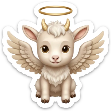 beige baby goat with angel wings  sticker