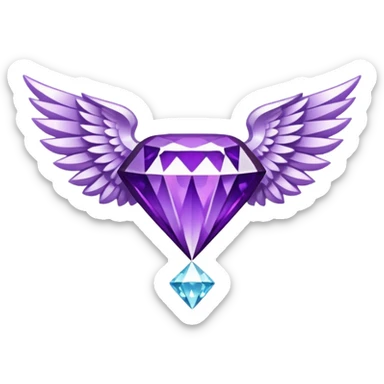 holy diamond emblem with white wings and purple diamond in the middle sticker